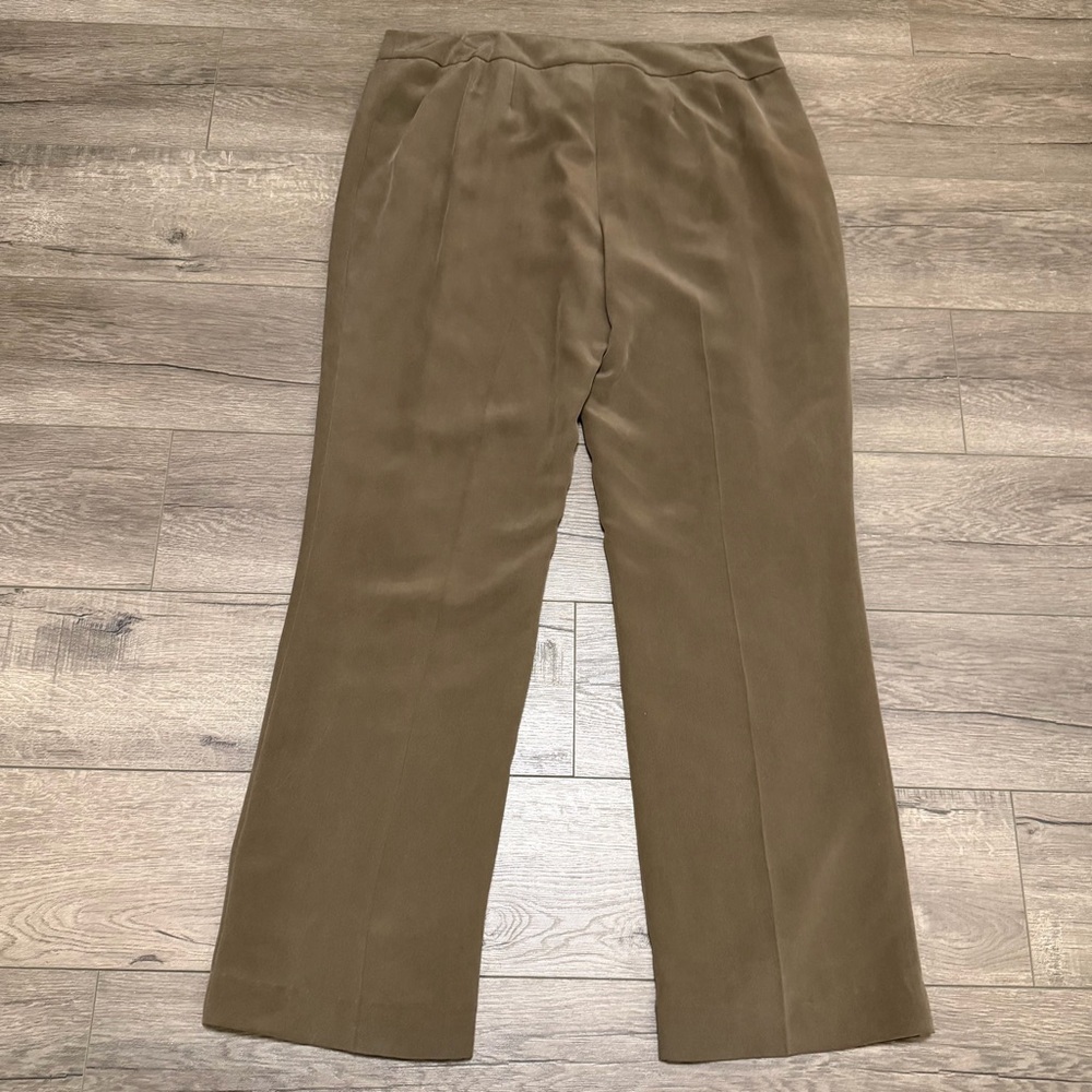 JONES NEW YORK 100% Silk Straight Leg Trousers Pants Brown Lined Sz 16 NWT - Picture 2 of 9